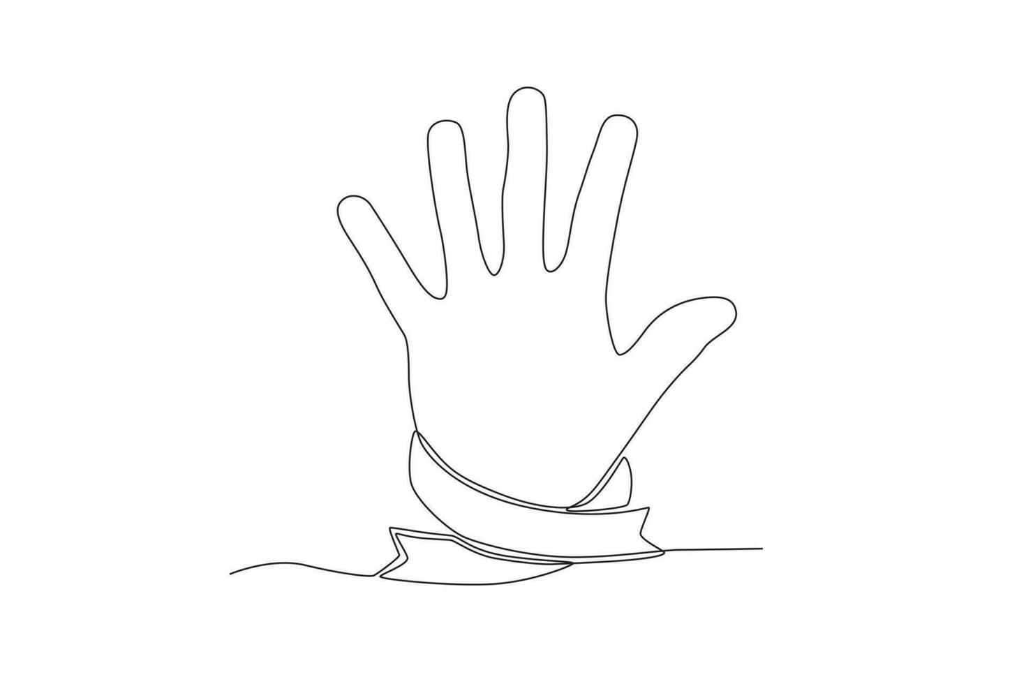 A hand and tape prohibition of violence vector