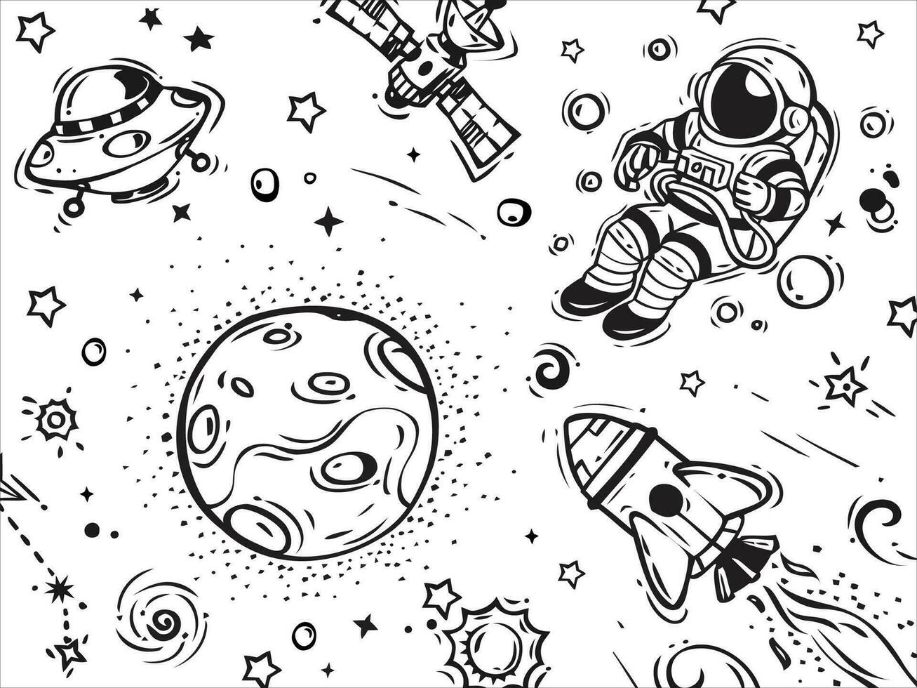 Vector hand drawn space element doodle