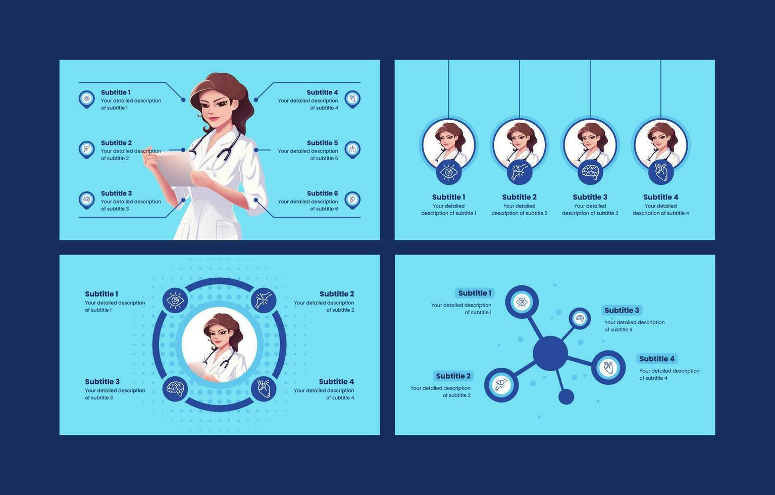 plantillas de presentación de negocios de diseño plano dibujado a mano vector