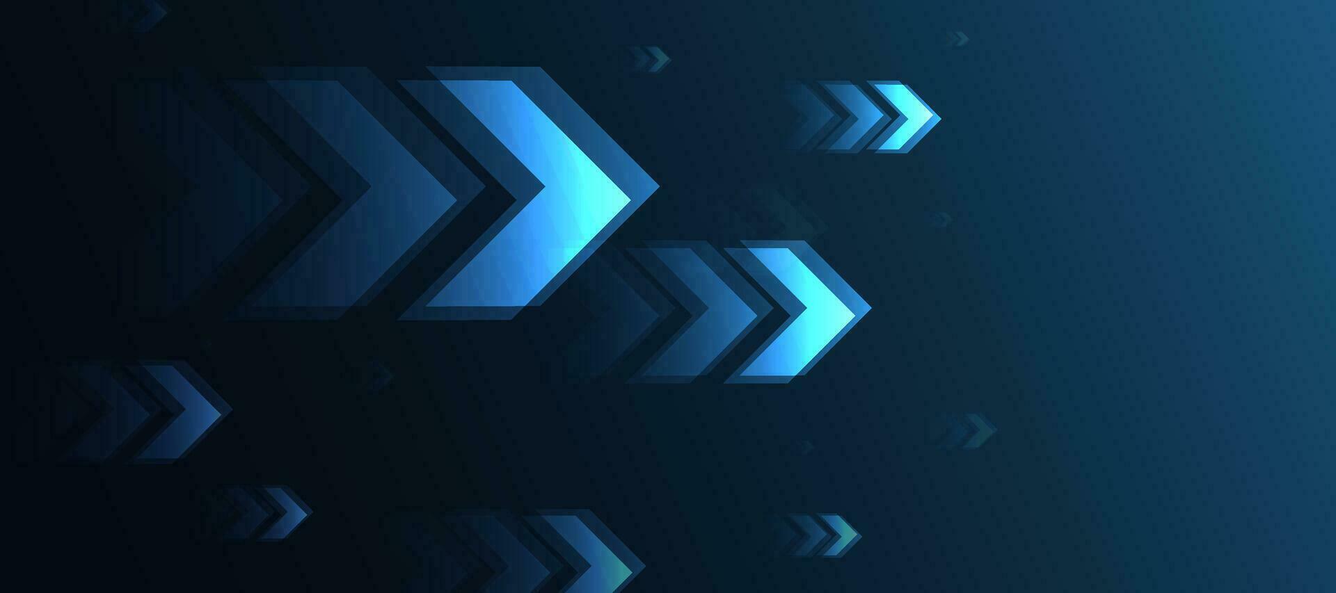 Dark blue glowing arrow light background. Future digital growth technology vector