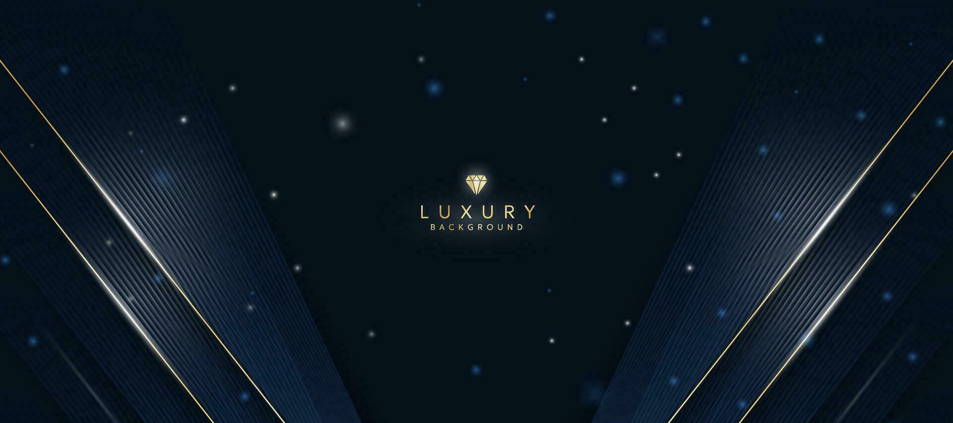 Luxurious dark blue background with sparkling gold and glitter. modern elegant abstract background vector