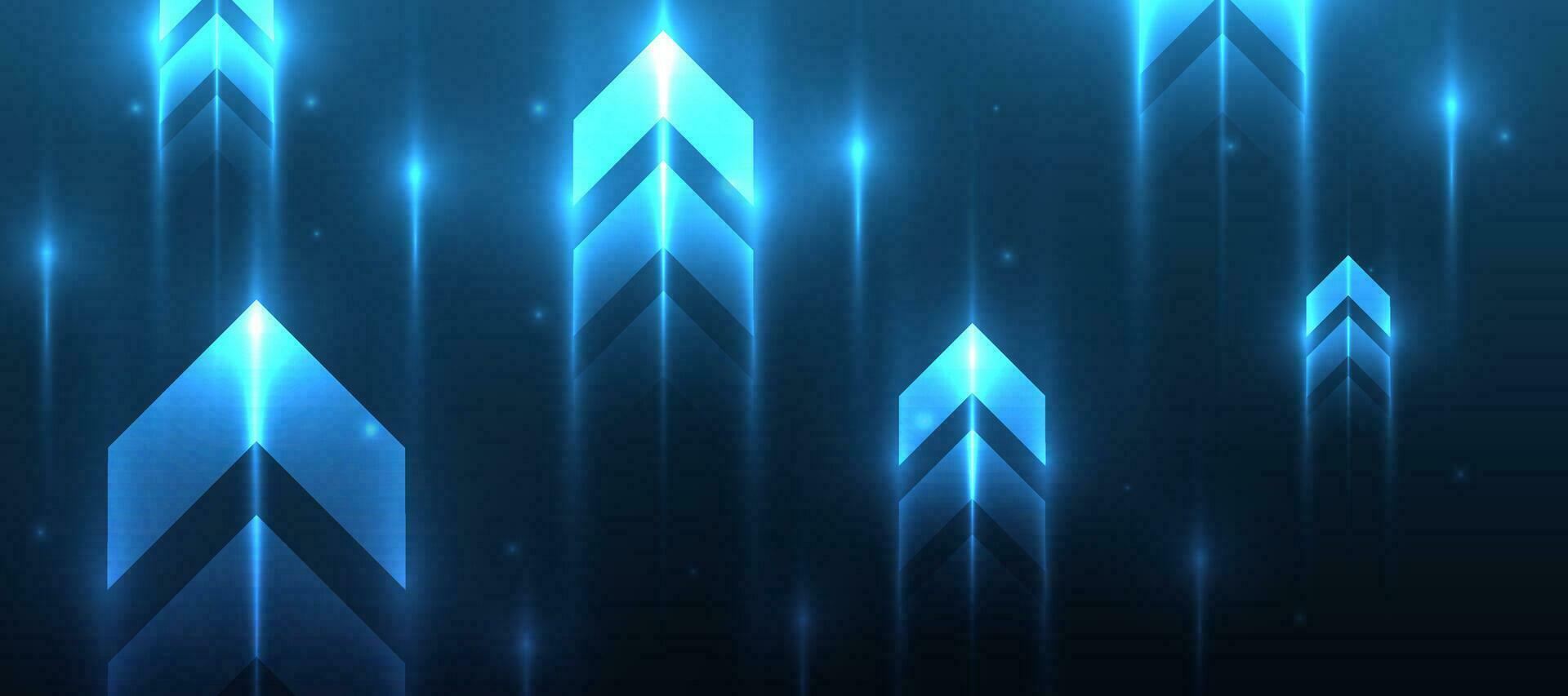 blue glowing arrow light background. Future digital growth technology vector