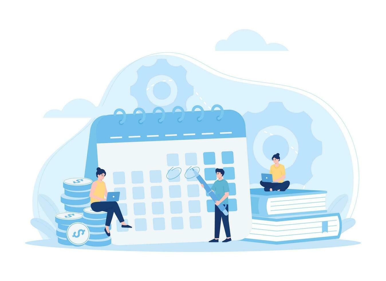 Time management  people make schedule plans concept flat illustration vector