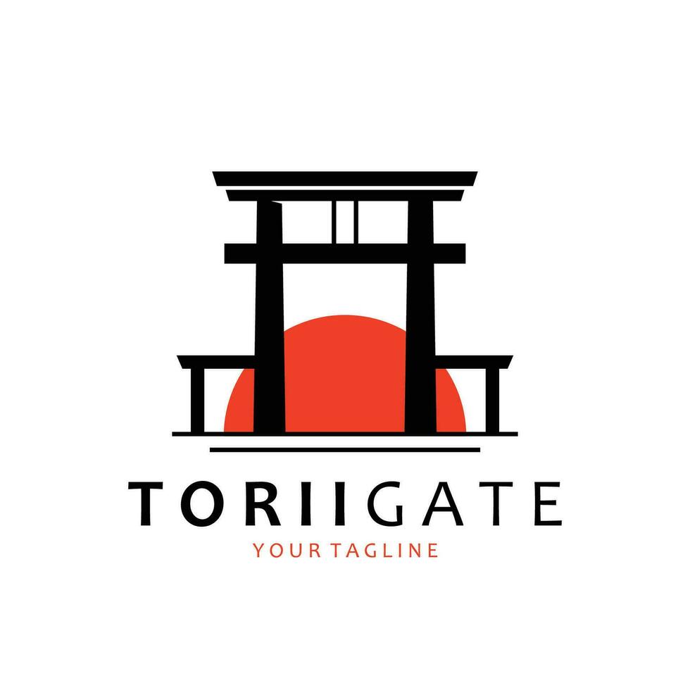 Japanese torii gate logo design vector illustration template