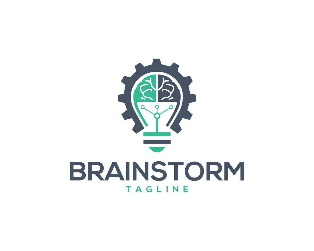 Smart People Brain and Bulb logo design concept vector icon template.