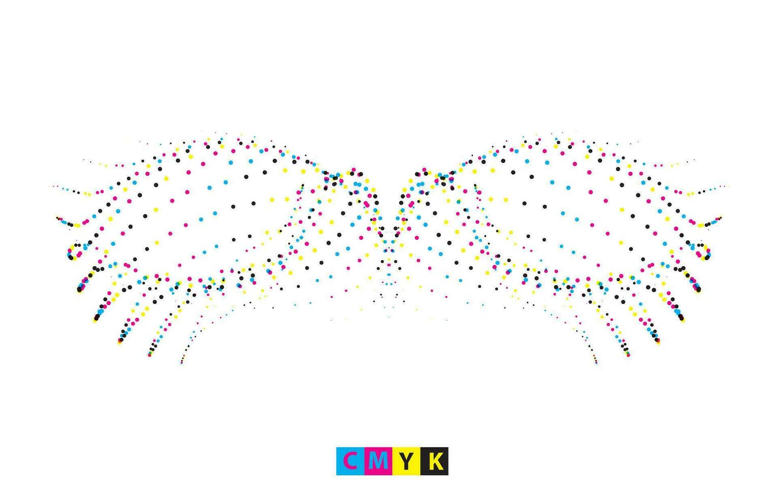 cmyk aves alas colocar, cmyk trama de semitonos punto efecto vector diseño en blanco fondo, banda para el cabello conjunto cintas ángel alas mariposa tatuaje diseño peluca cinta arco trandy diseño con alas acuarela cinta