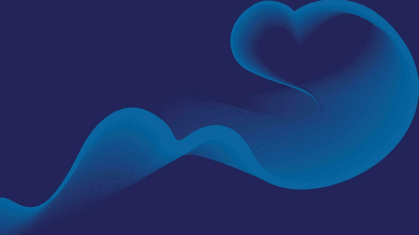 a blue wave with a heart shape in the middle abstract background, love shape blue wallpaper vector
