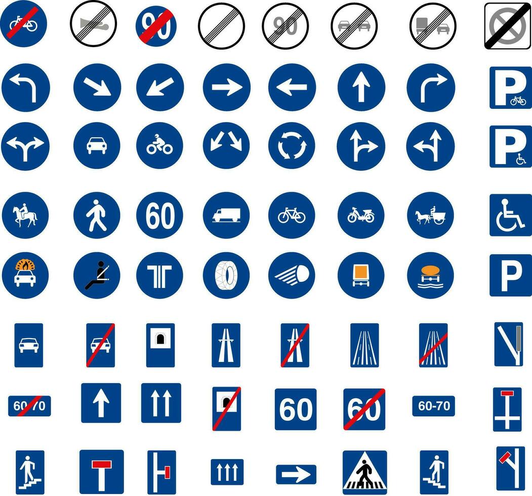 traffic signs obligation end of restriction or prohibition and general vector