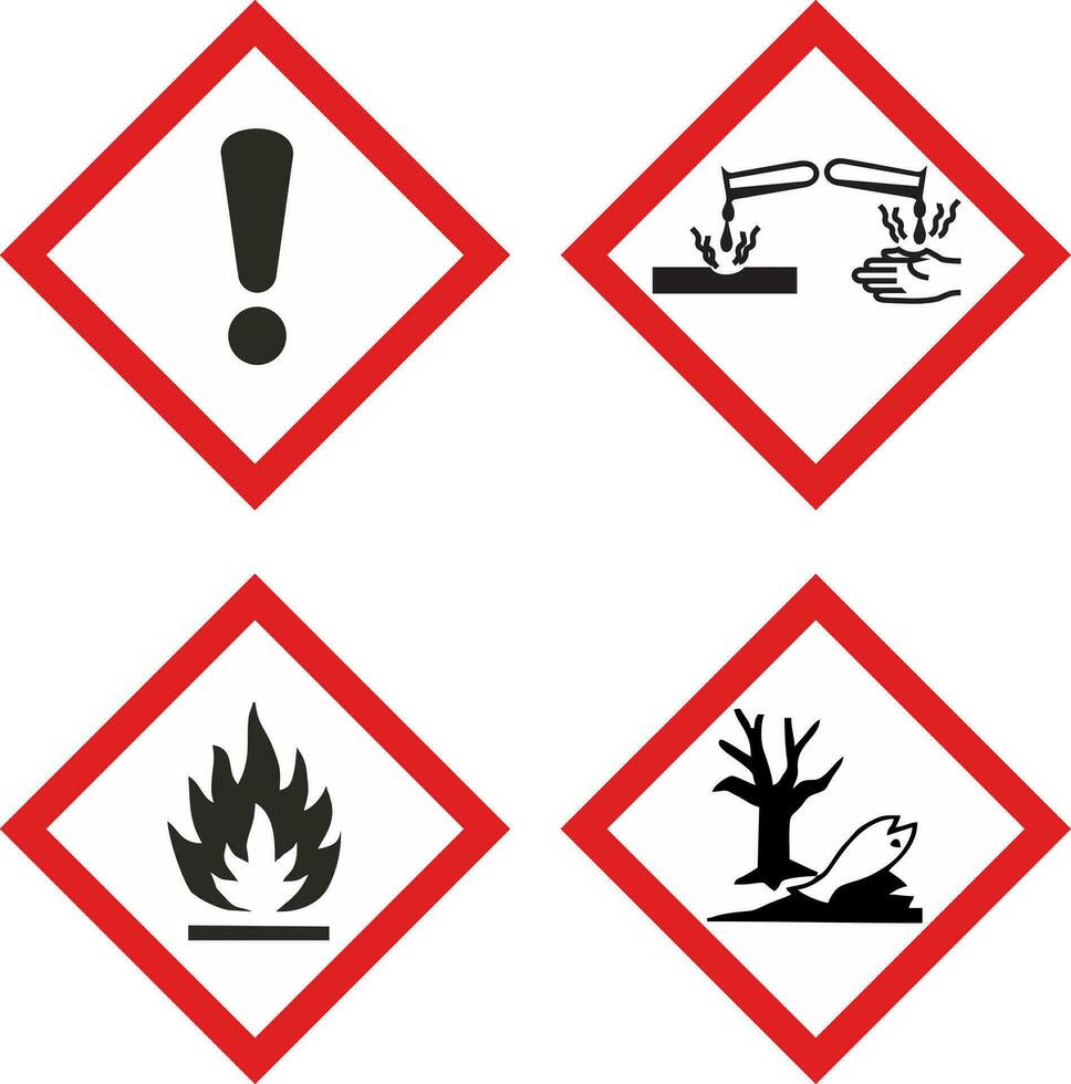 iconos, clp señales corrosivo peligro acuático precaución inflamable vector