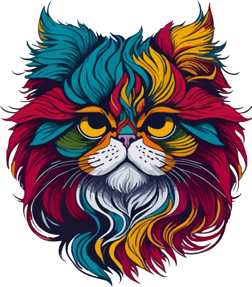 Colorful Cat Face Logo PNG Transparent with AI Generative