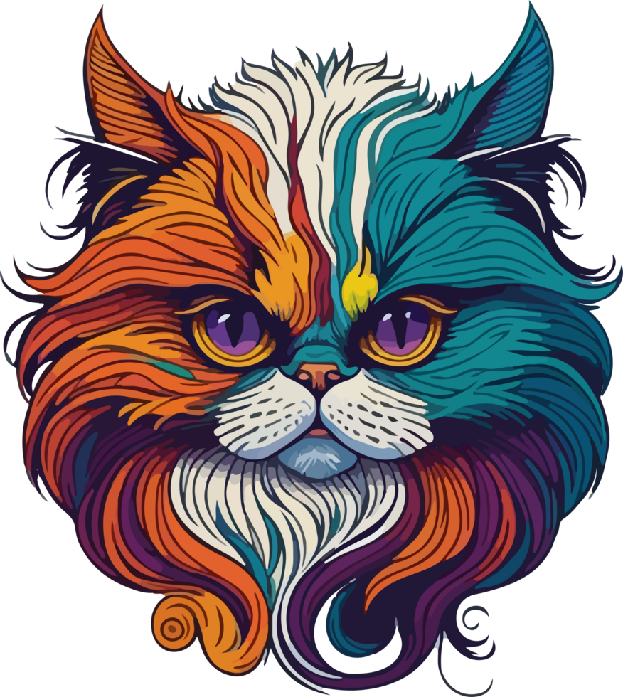 Colorful Cat Face Logo Concept with AI Generative png