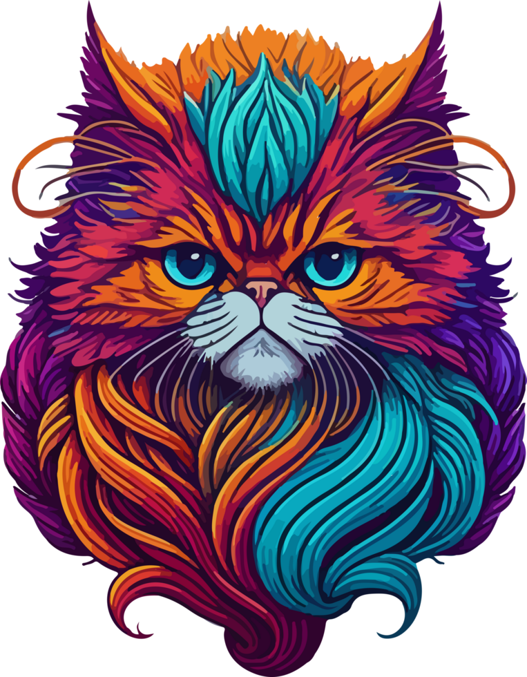 Colorful Cat Face Logo PNG Free with AI Generative
