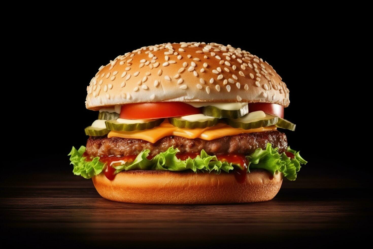 Fresh tasty burger AI Generated, AI Generative photo