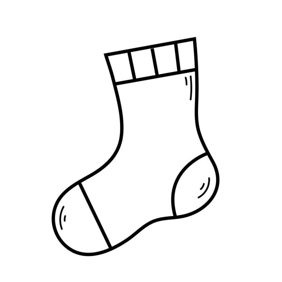 One simple sock. Hand drawn sketch icon of item of clothing. Isolated vector illustration in doodle line style.