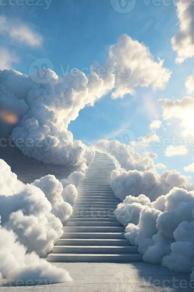 stairs in sky. AI generated photo