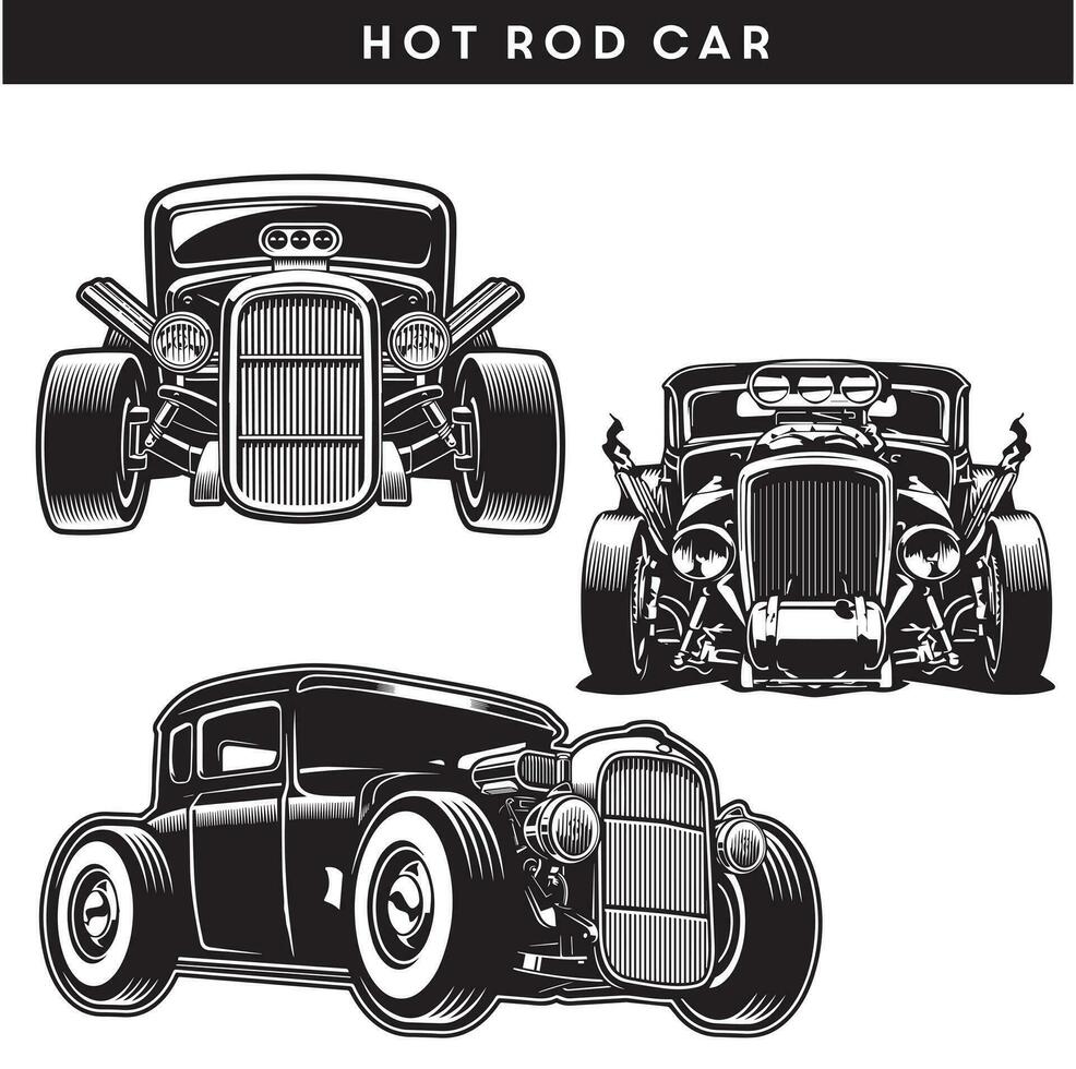 Hot rod vector illustration set