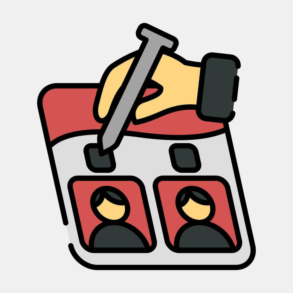 Icon vote on the ballot. Indonesian general election elements. Icons in filled line style. Good for prints, posters, infographics, etc. vector