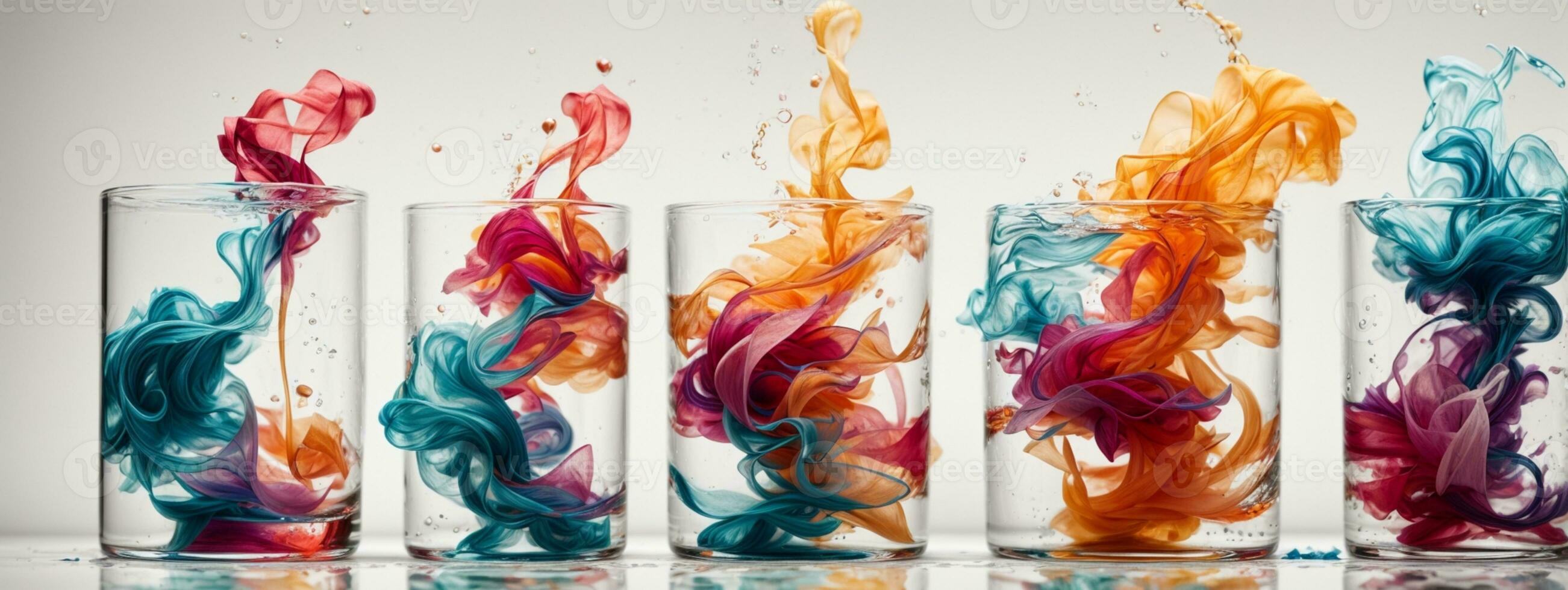 Colorful ink in water. AI generated photo
