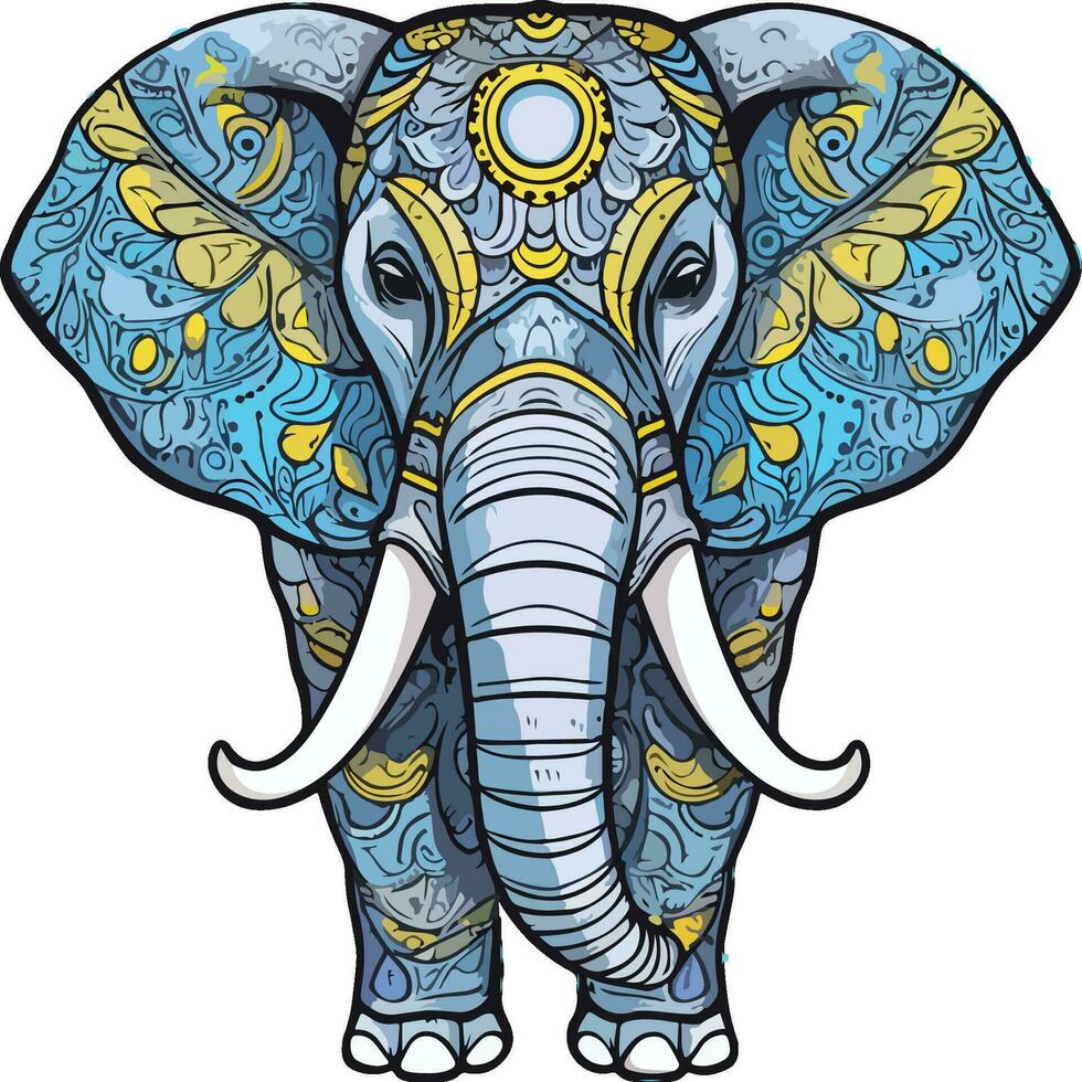 Elephant doodle gray color vector