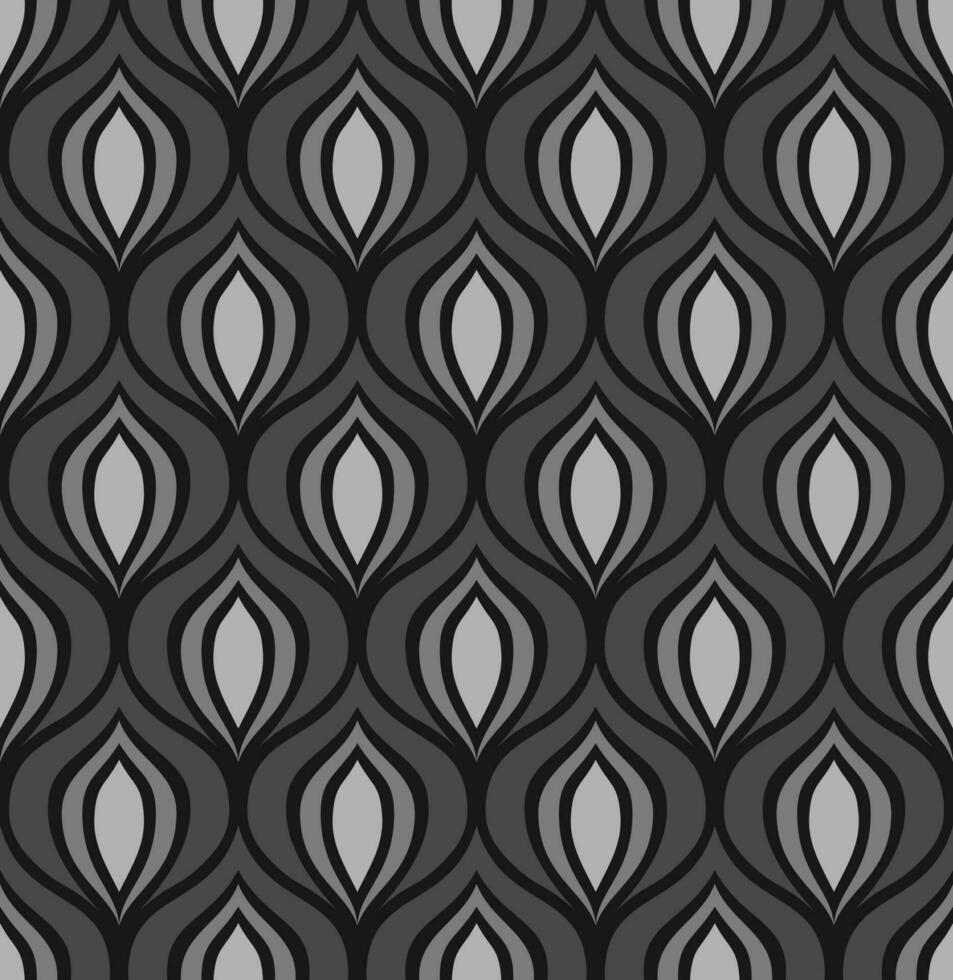 BLACK VECTOR SEAMLESS BACKGROUND WITH GRAY ABSTRACT ART DECO FIGURES