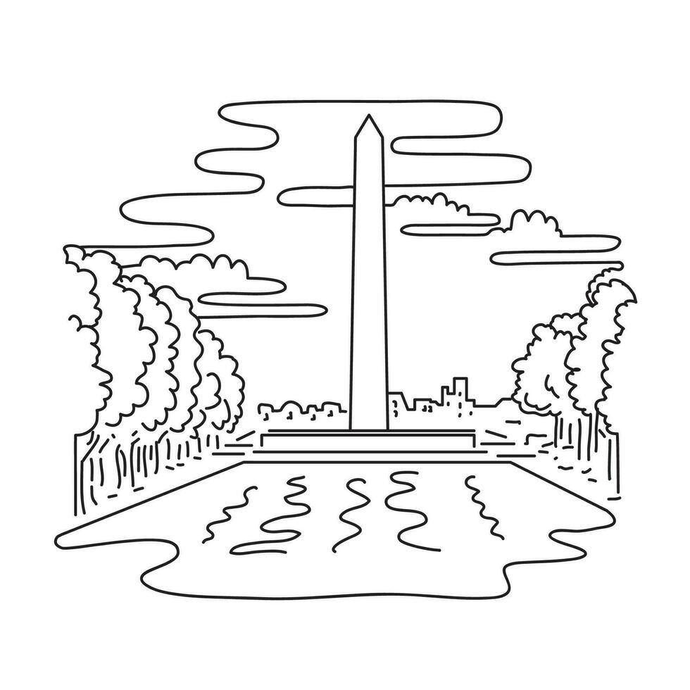 Washington Monument in Washington Dc Mono Line Art vector
