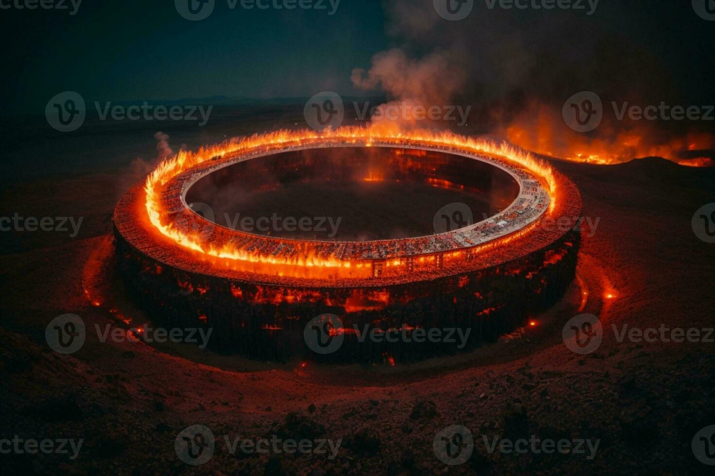 Ring of fire. AI generated photo