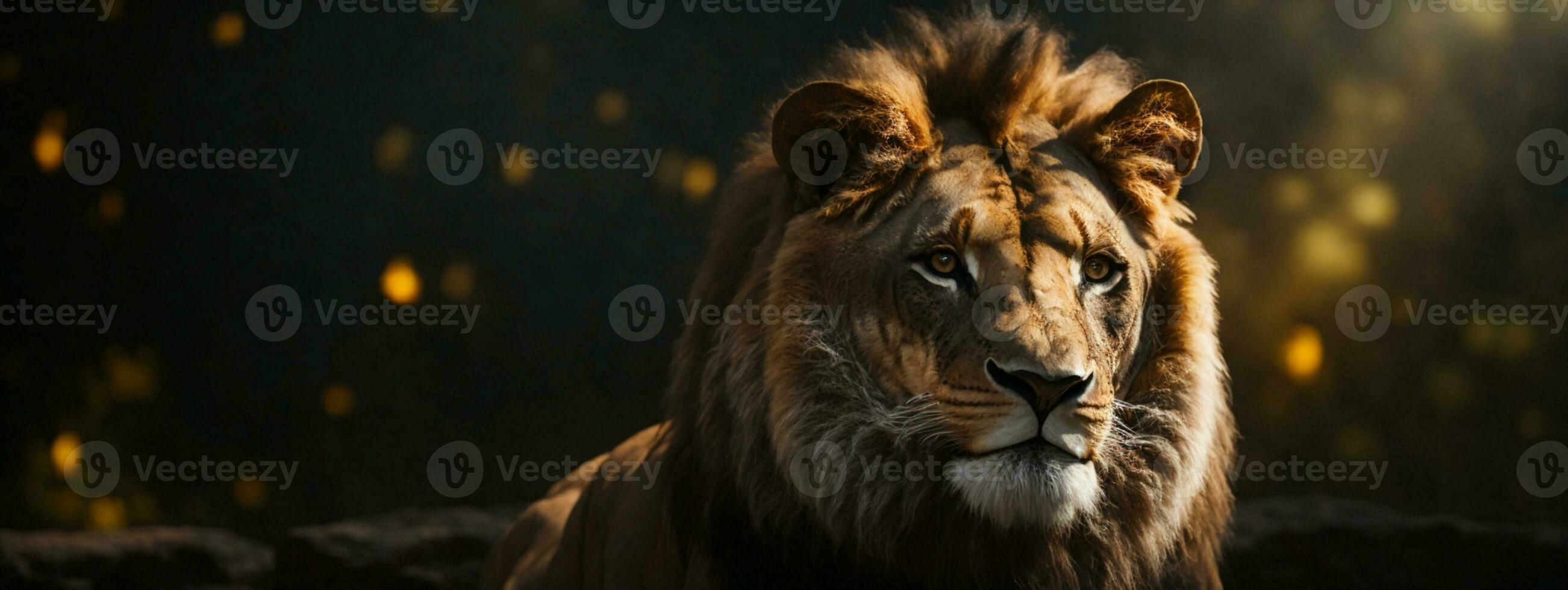 Lion king isolated on black. AI generated photo