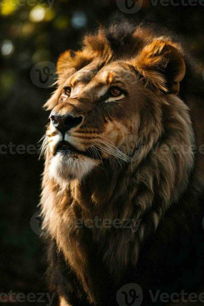 Lion king isolated on black. AI generated photo
