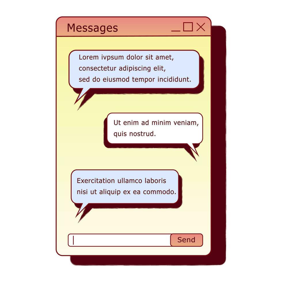 Message box. Retro PC user interface aestetic. 80s 90s old computer user interface element and vintage aesthetic icon. vector