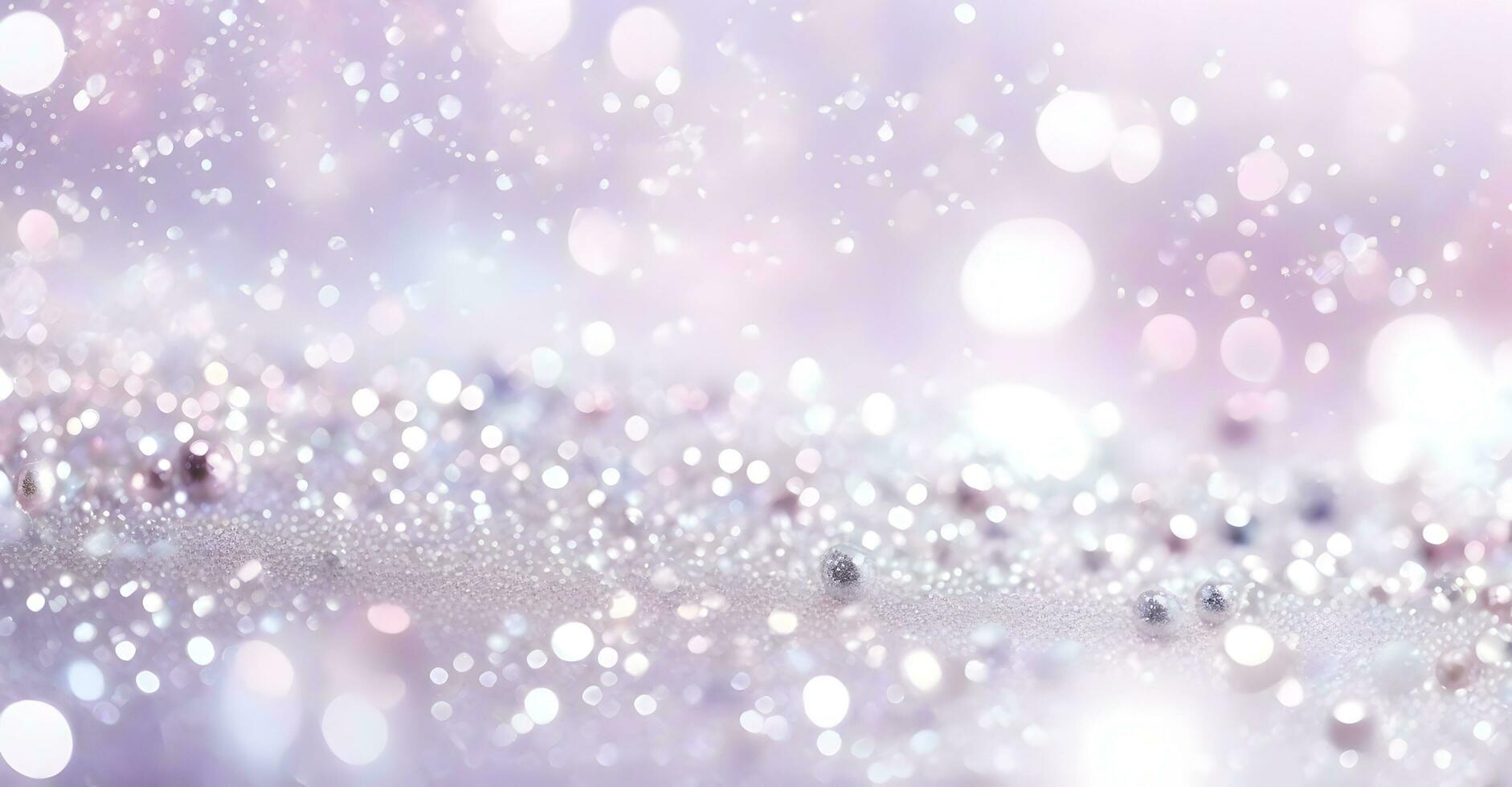 Beautiful festive background with sparkles and bokeh in pastel pearl and silver colors. Ai generative photo
