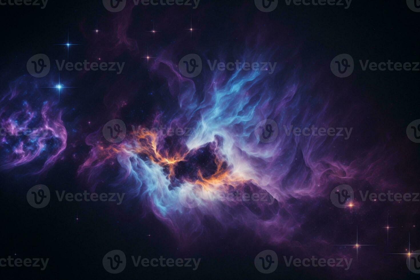 Nebula and galaxies in space. Abstract cosmos background. AI generated photo