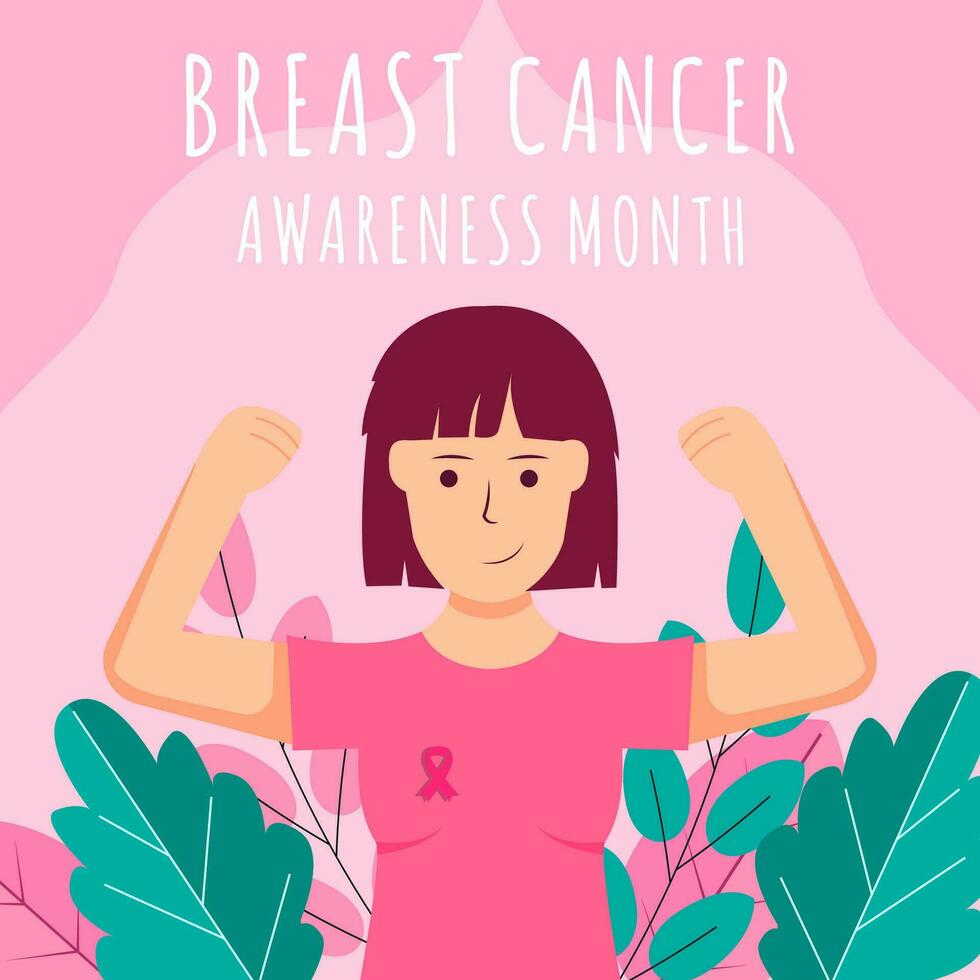 Breast Cancer Awareness Month illustration in flat design vector