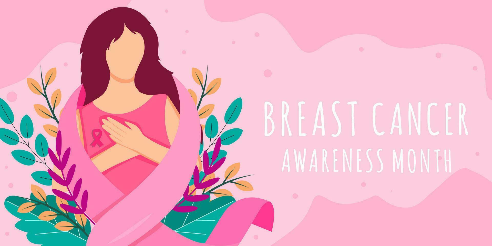 vector Breast Cancer Awareness Month illustration horizontal banner