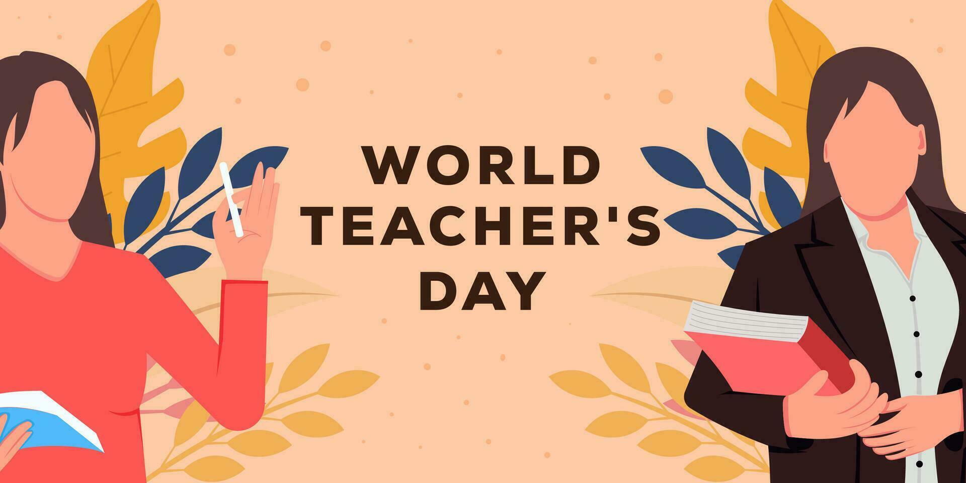 horizontal banner illustration for World Teacher Day illustration vector