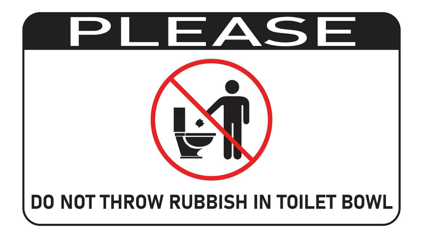Prohibition of throwing rubbish into the toilet vector