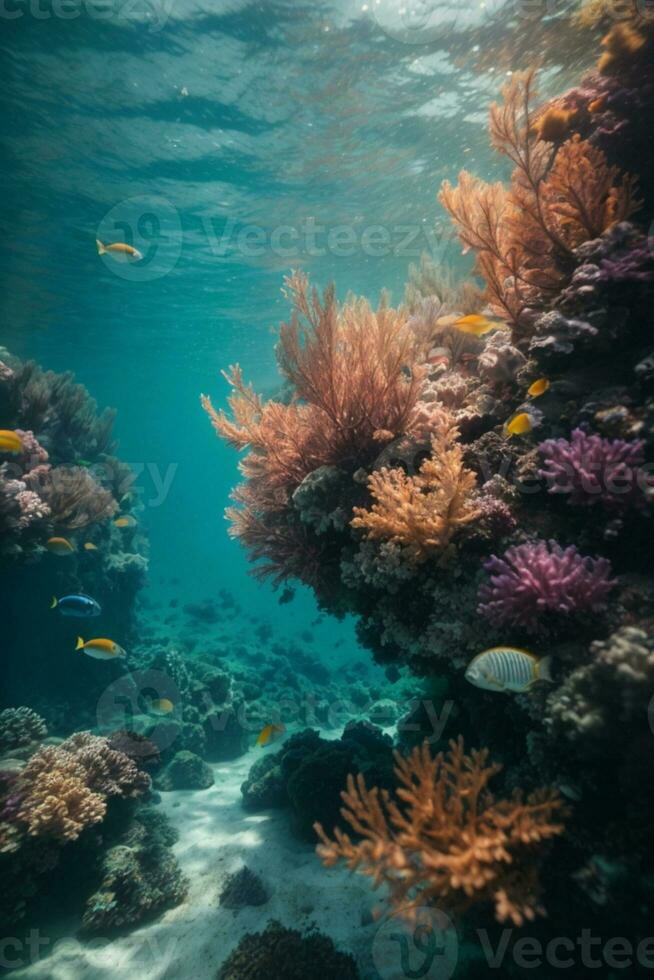 Sea or ocean underwater deep nature background. AI generated photo