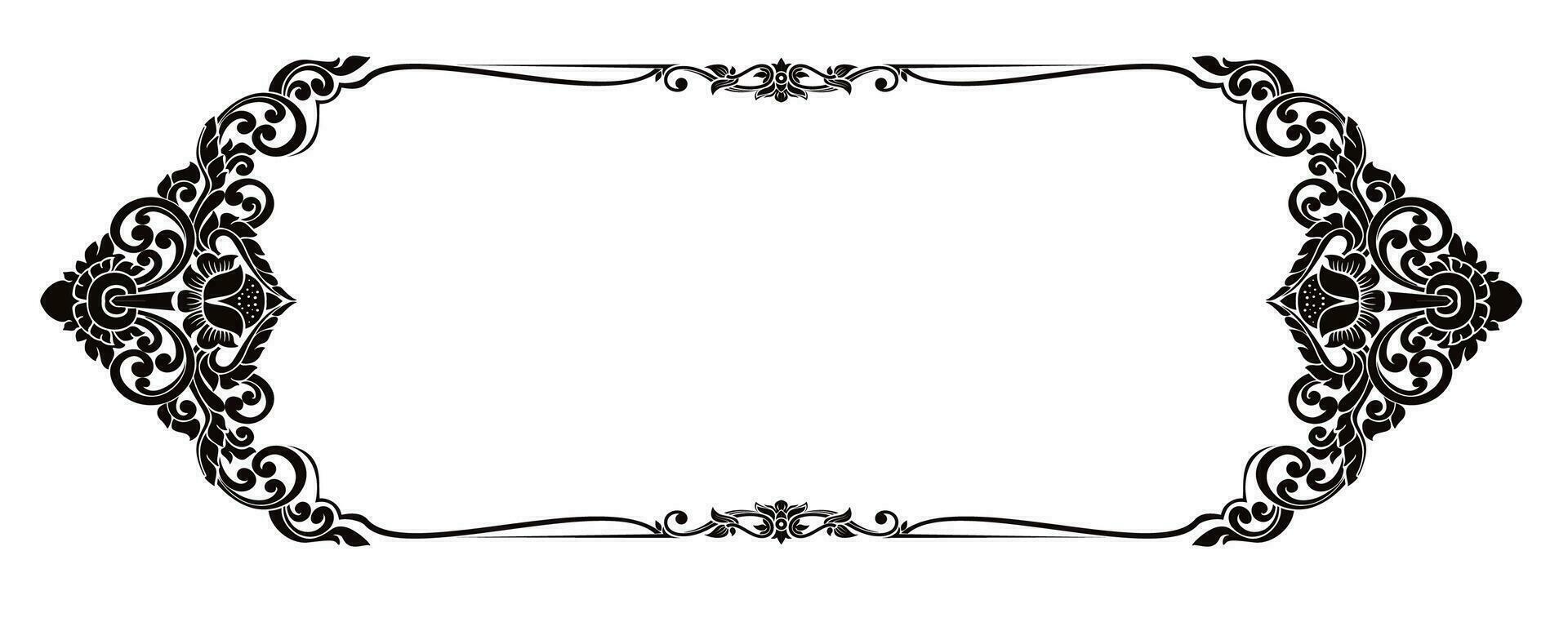 marco con esquina Tailandia línea floral para imagen, vector diseño decoración