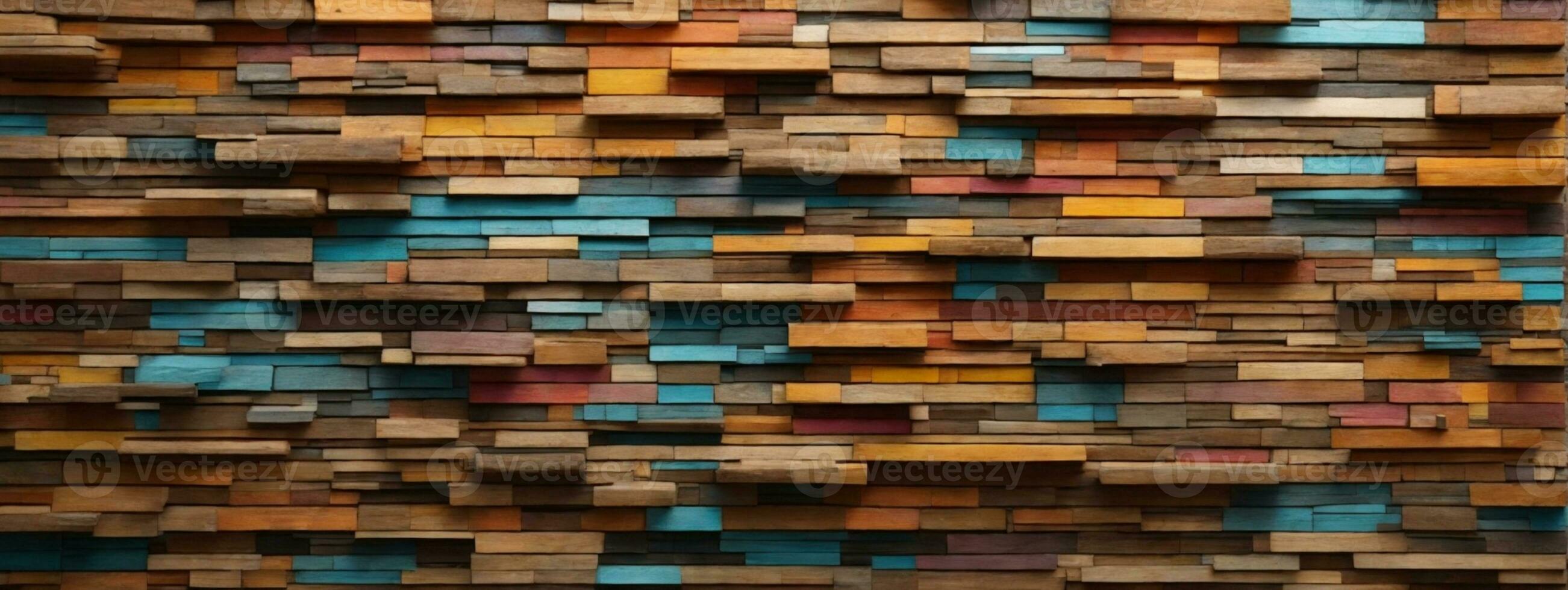 Wood aged art architecture texture abstract block stack on the wall for background, Abstract colorful wood texture for backdrop.. AI generated photo