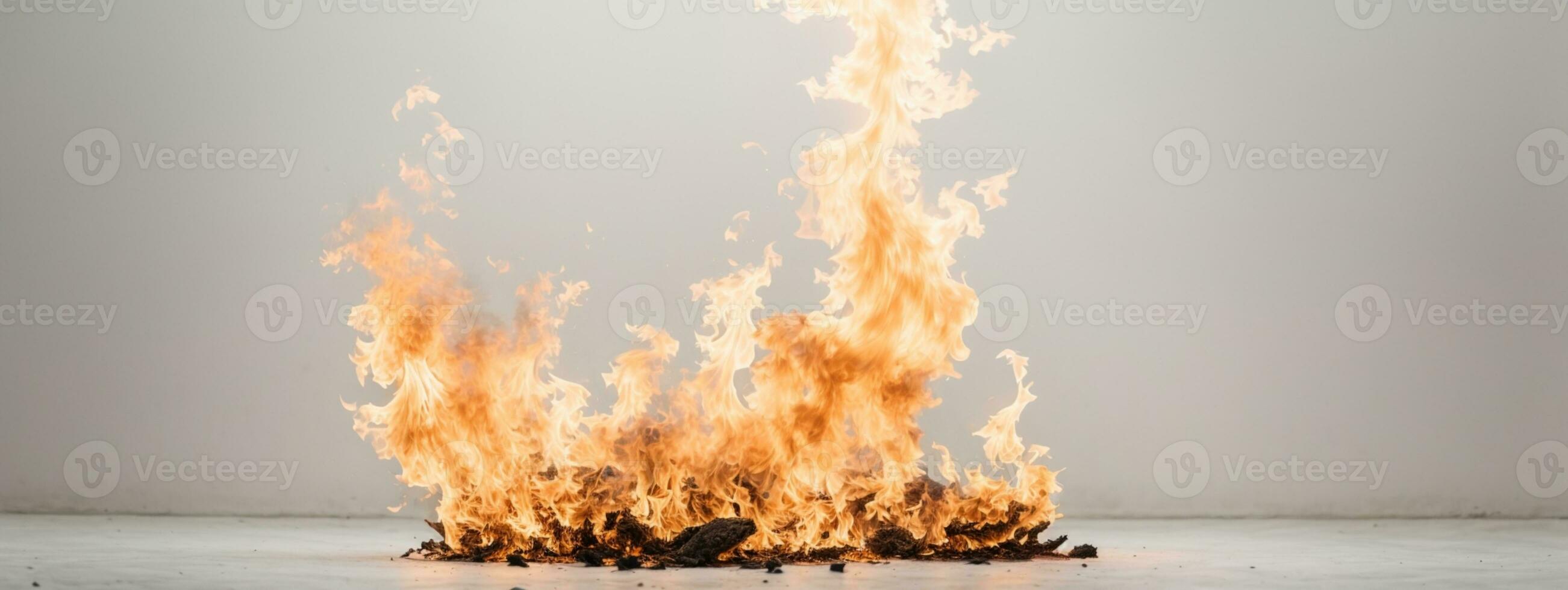 Fire flames isolated on white background. AI generated photo