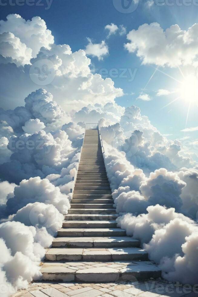 stairs in sky. AI generated photo