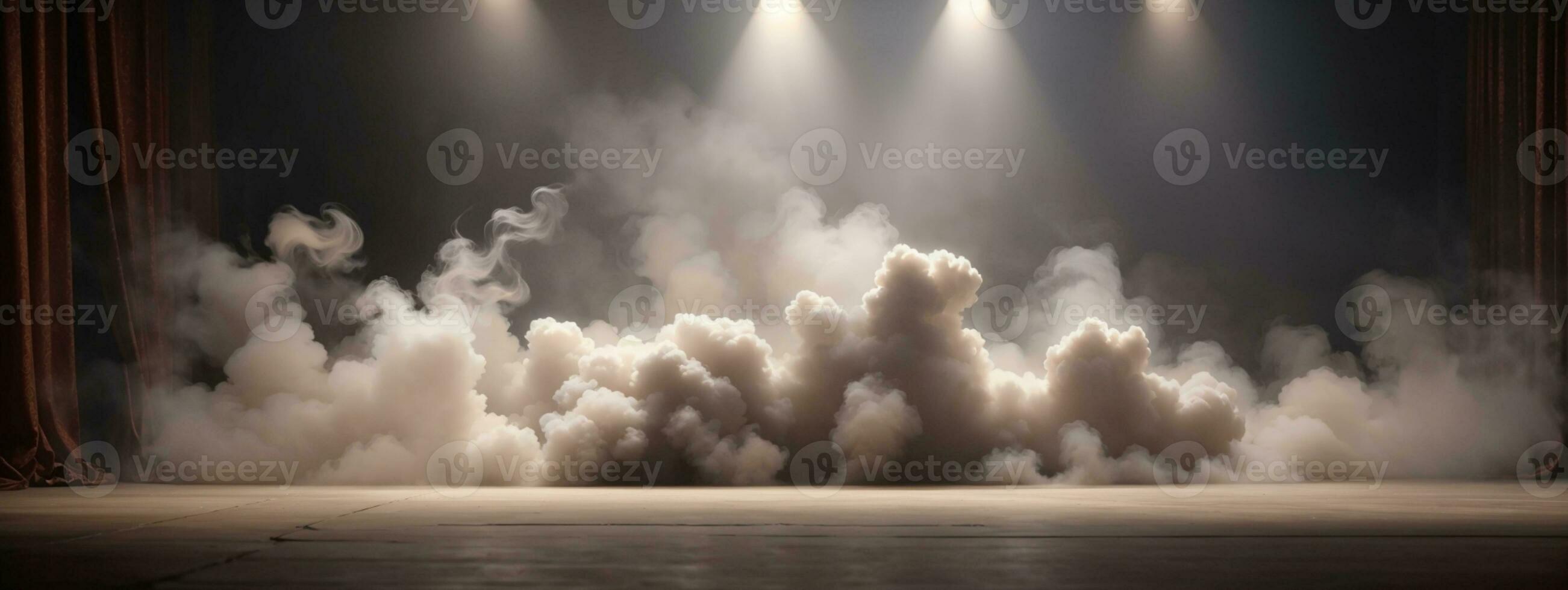 Stage white smoke spotlight background.. AI generated photo