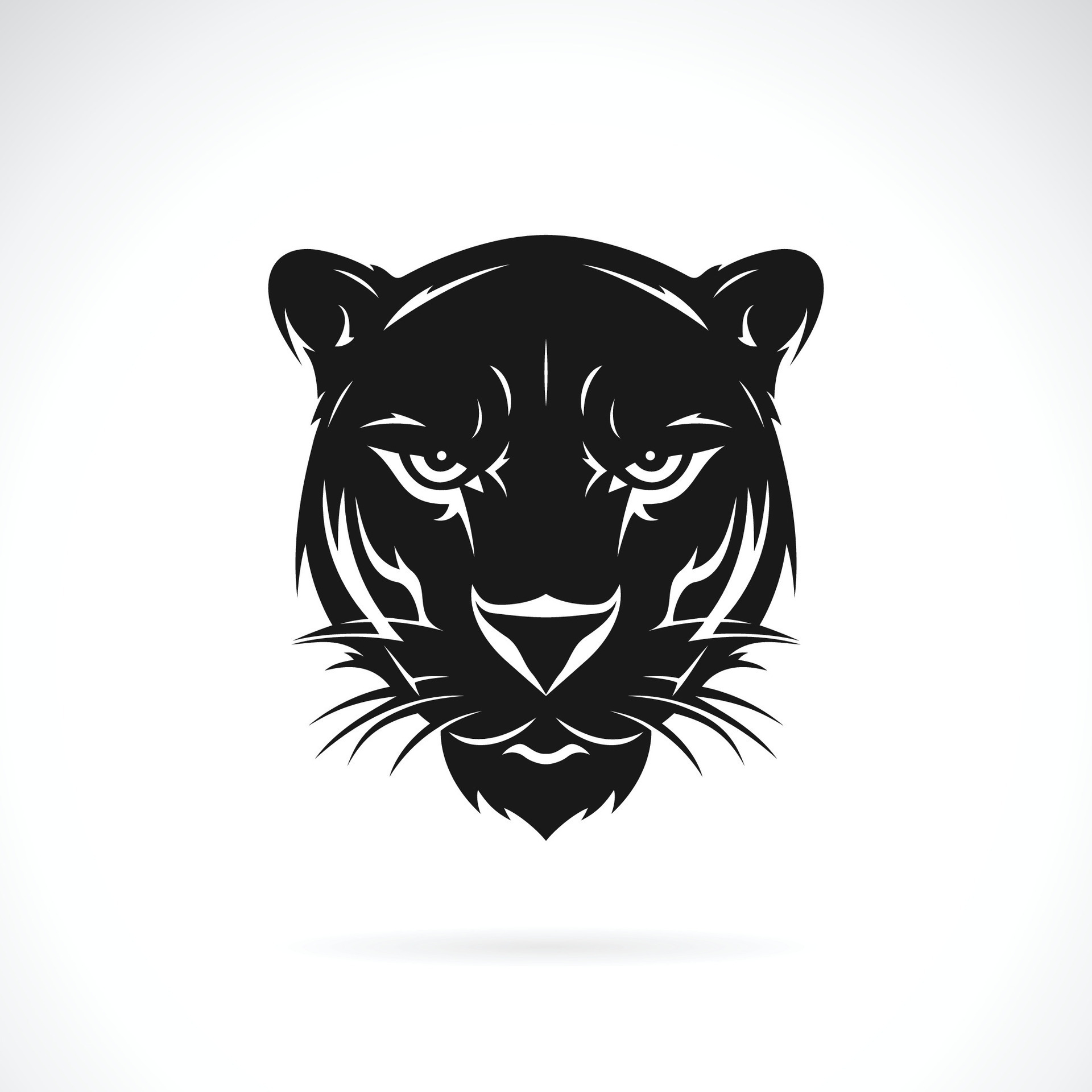 Vector of a black panther head design on white background. Easy