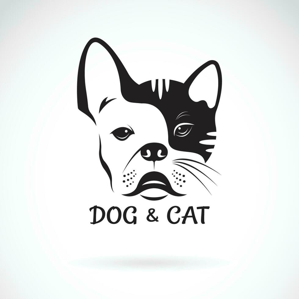 vector de perro cara buldog y gato cara diseño en un blanco antecedentes. mascota. animal. perro y gato logo o icono. fácil editable en capas vector ilustración.