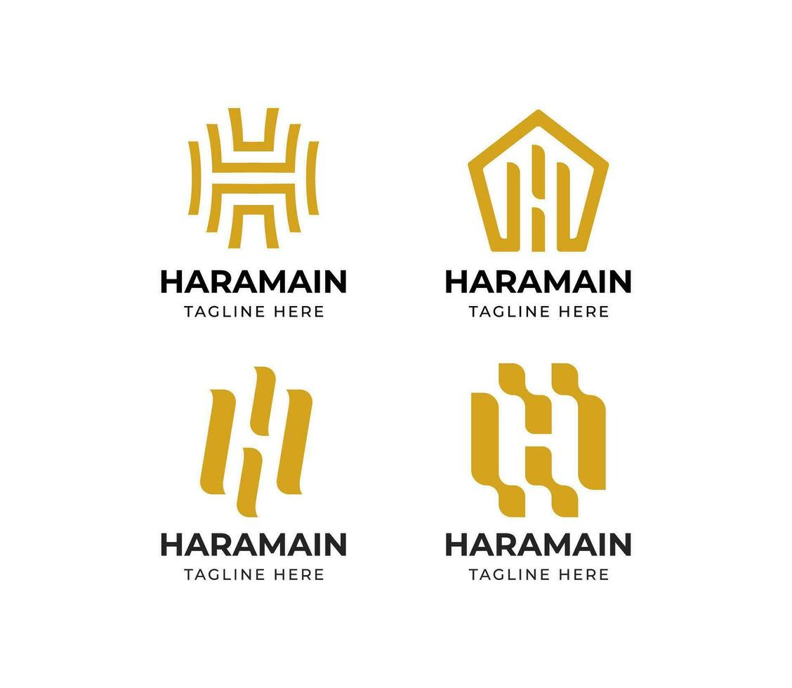 Set of modern elegant monogram letter H logo design template vector