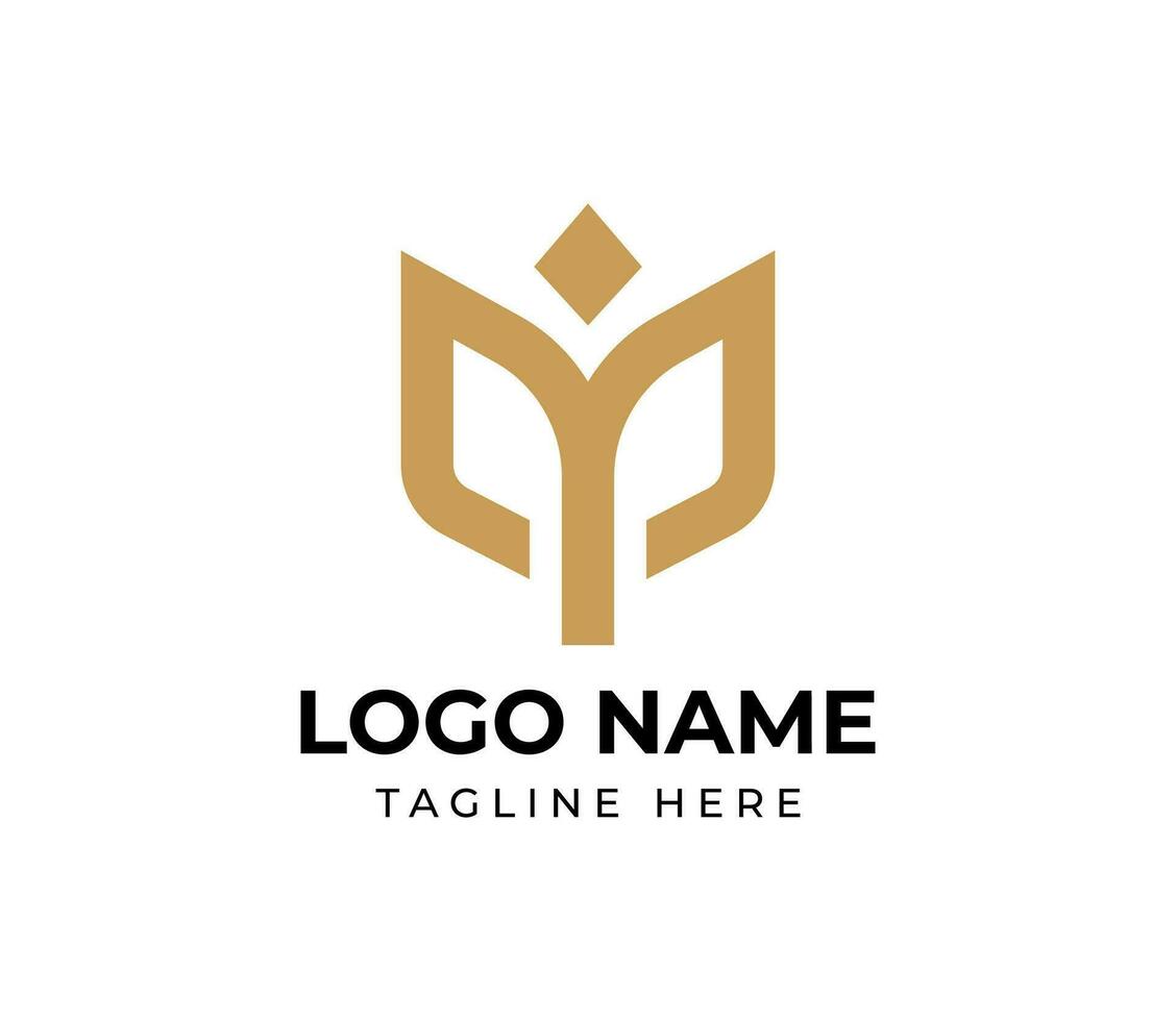 resumen elegante tulipanes logo diseño con monoline estilo vector