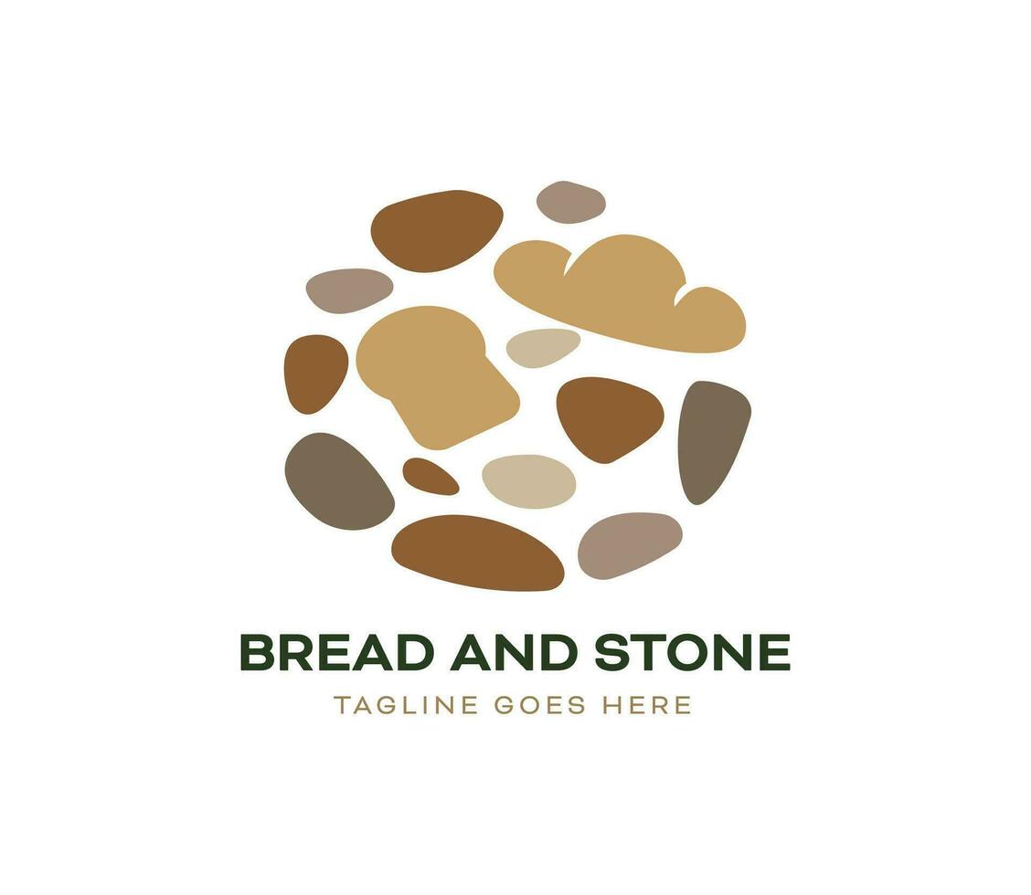 Circular gravel stone and bread logo vector icon illustration design