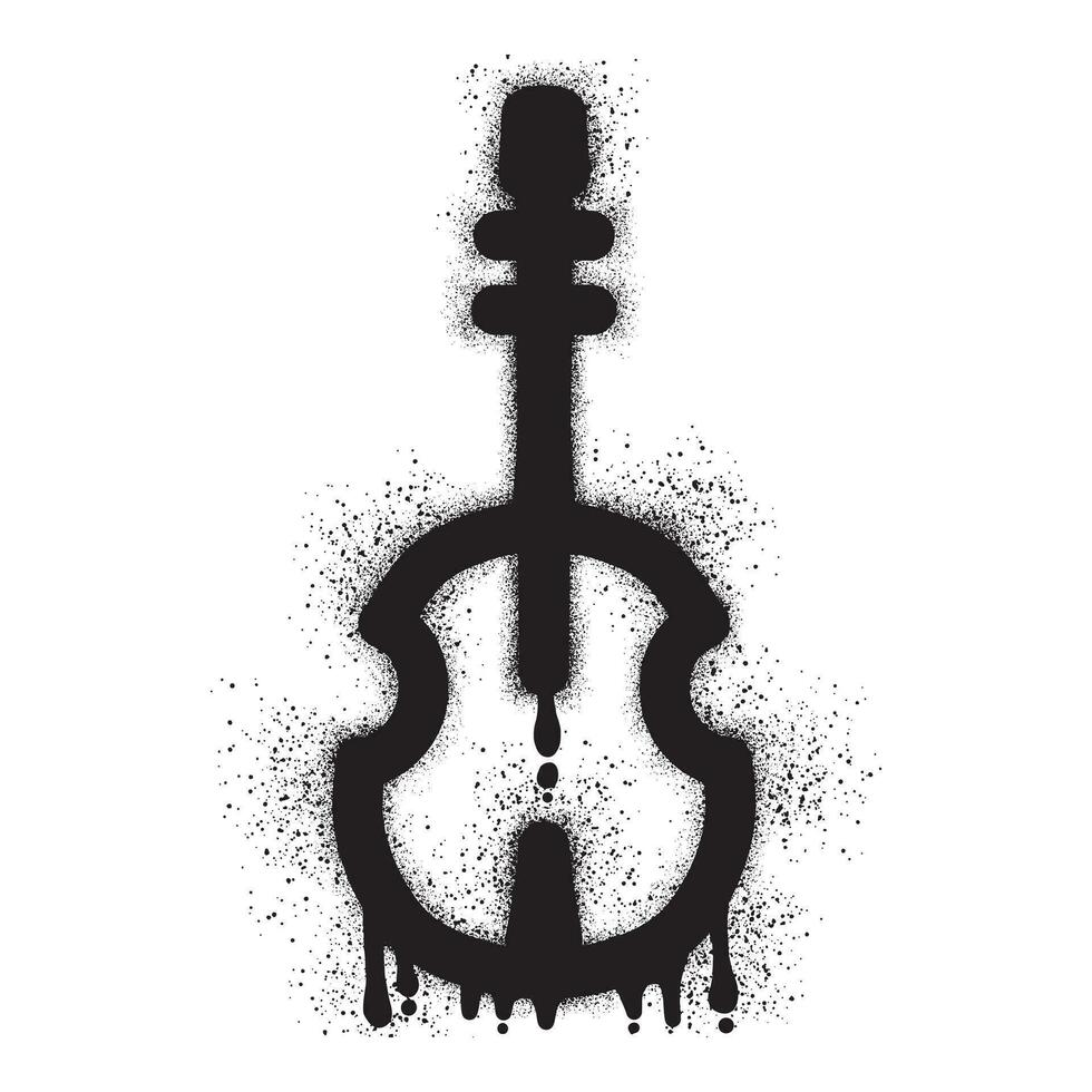 violín pintada con negro rociar pintar vector