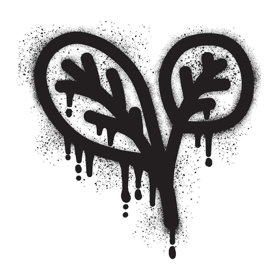 Spinach leaf graffiti with black spray paint vector