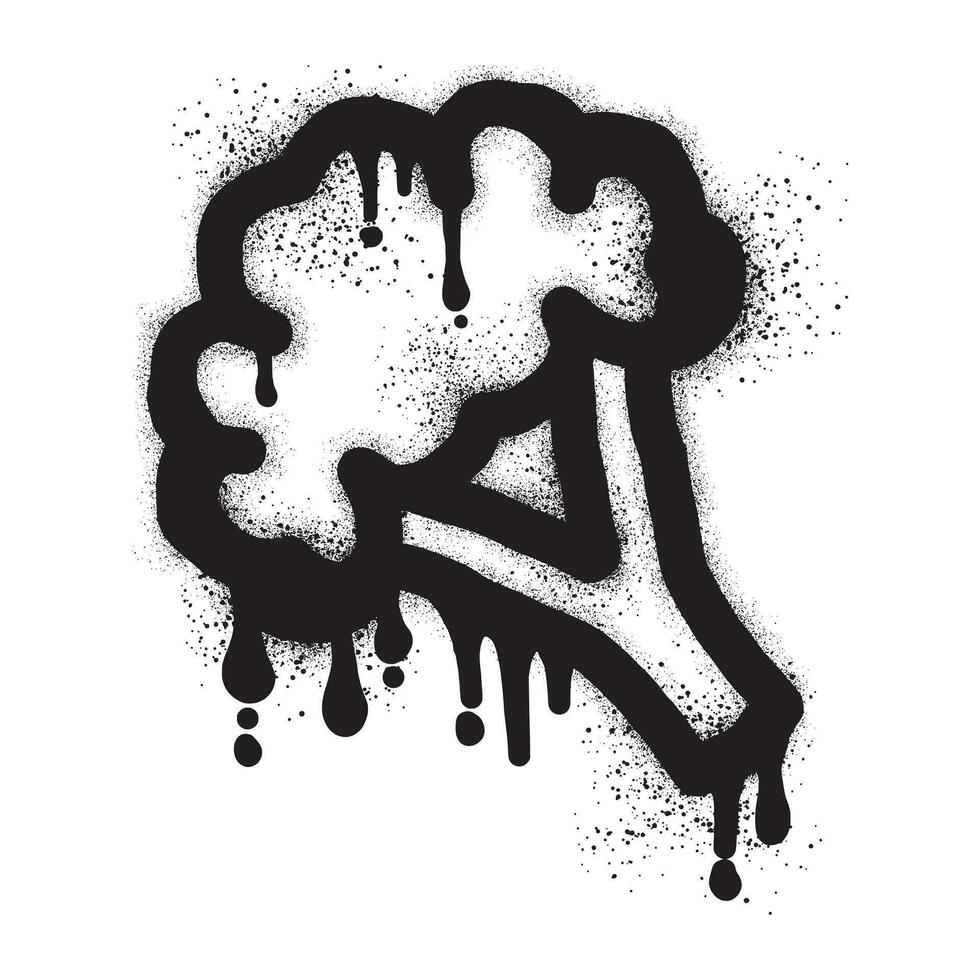 Brocccoli graffiti with black spray paint vector