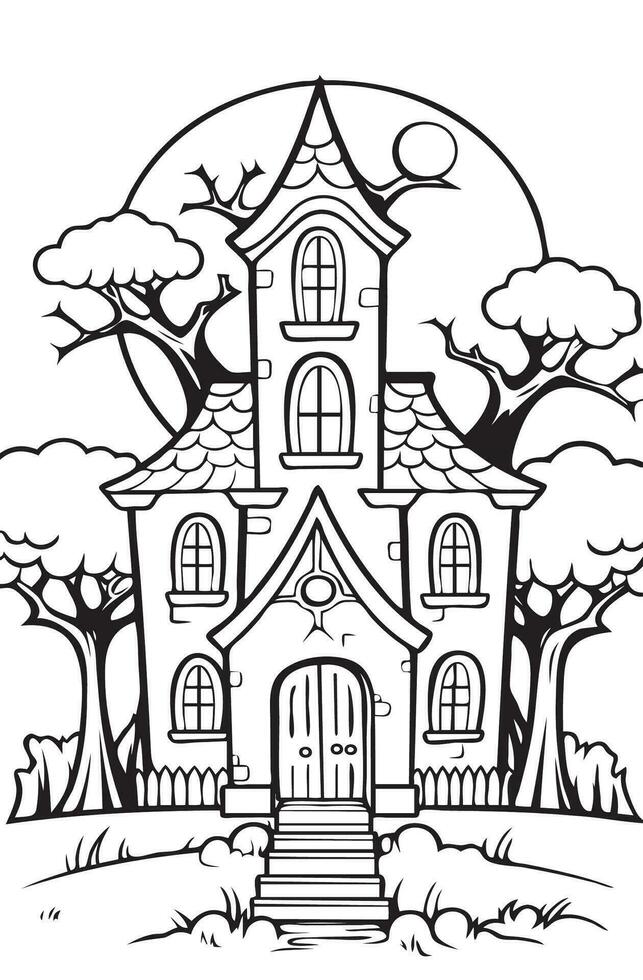 Halloween cartoon coloring illustration kid childern vector image